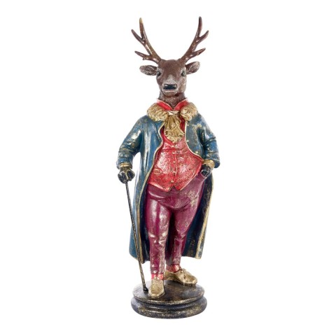 CERVO RESINA CON BASTONE H.66 CM.